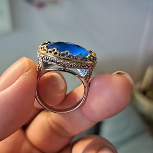14K/925 Blue Zirconia Ring